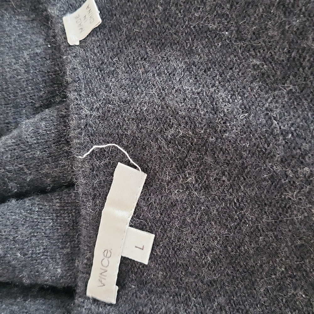 Vince V-Neck Babydoll Cashmere Sweater Dark Gray Size Large - Picture 6 of 7